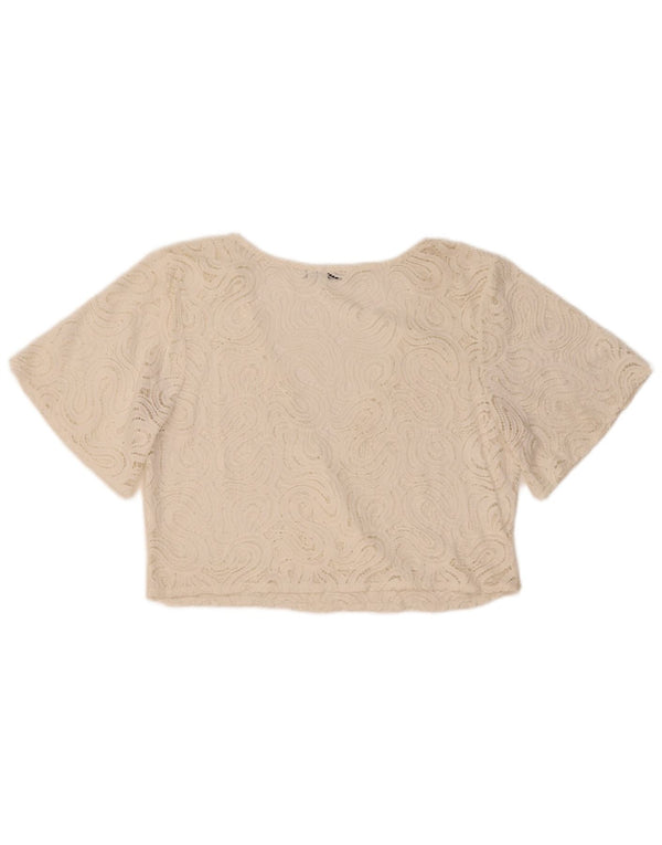 Zara Womens Lace Crop Top UK 16 Large White