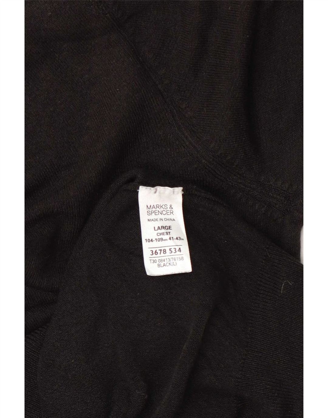 Marks & Spencer Ανδρικό πουλόβερ με λαιμόκοψη με λαιμόκοψη μεγάλο μαύρο ακρυλικό