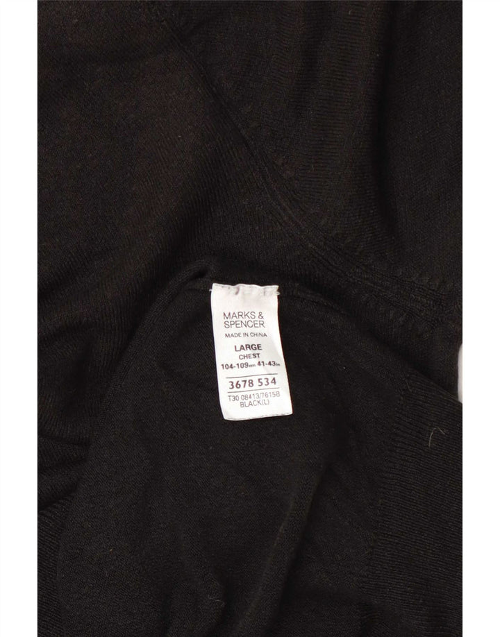 Marks & Spencer Ανδρικό πουλόβερ με λαιμόκοψη με λαιμόκοψη μεγάλο μαύρο ακρυλικό