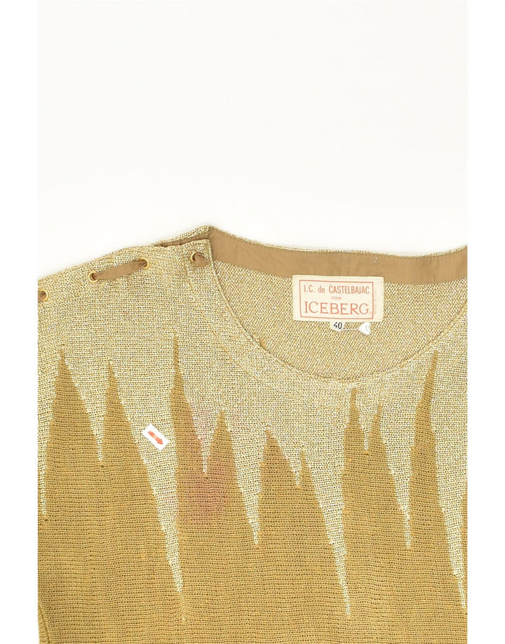 ICEBERG Womens Blouse Top EU 40 Medium Khaki Colourblock Wool | Vintage Iceberg | Thrift | Second-Hand Iceberg | Used Clothing | Messina Hembry 