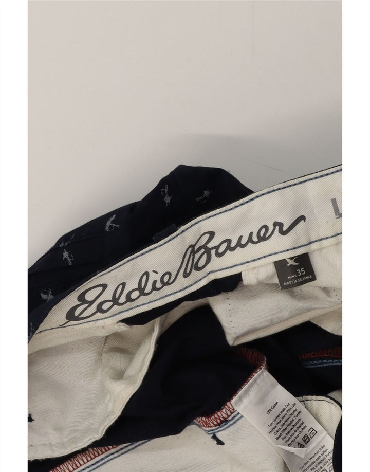 EDDIE BAUER Pantaloncini chino da uomo con motivo astratto W35 Large in cotone blu navy