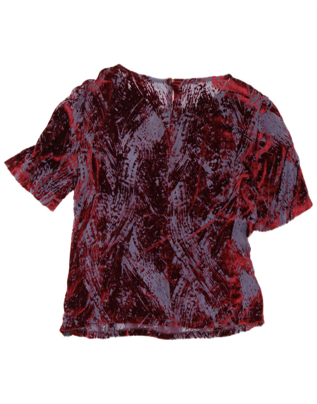 Camicetta vintage da donna con motivo astratto Top IT 46 Large in viscosa bordeaux