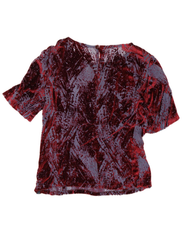 Camicetta vintage da donna con motivo astratto Top IT 46 Large in viscosa bordeaux
