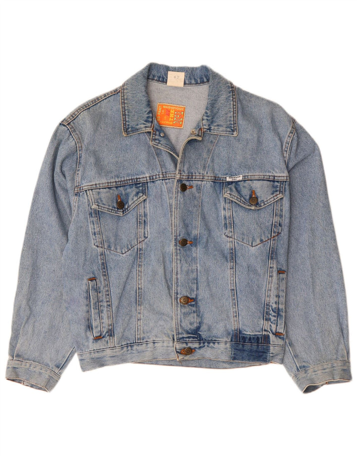 VINTAGE Womens Denim Jacket EU 42 Large Blue Cotton