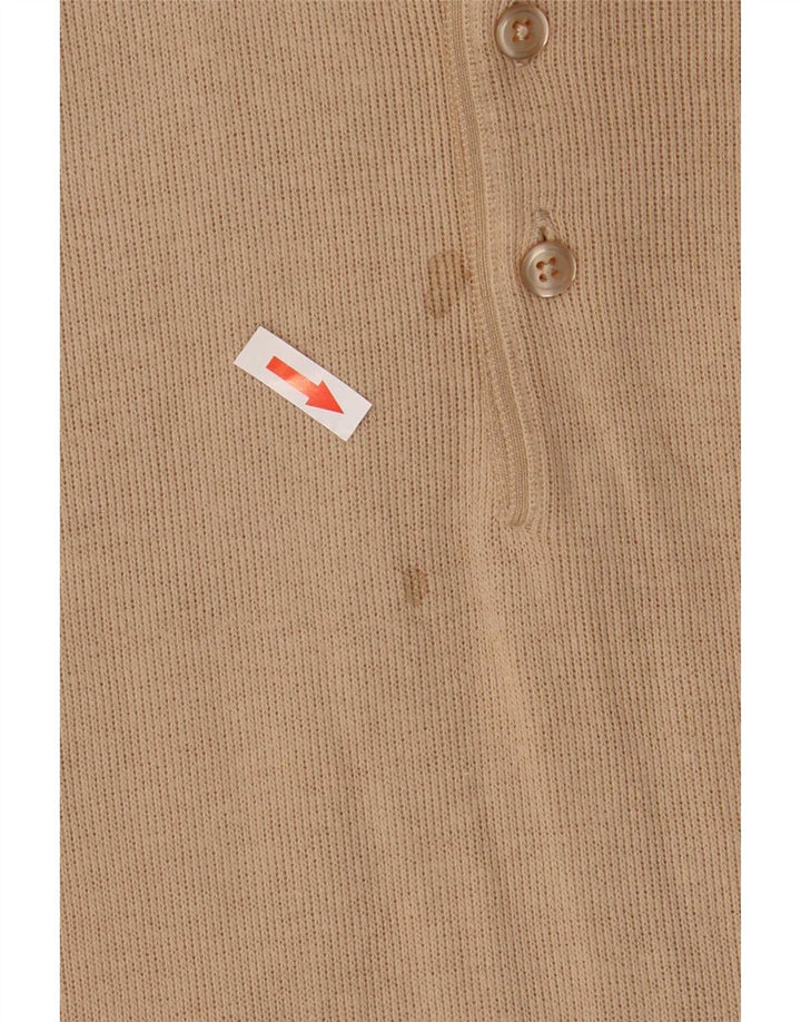 Gant Mens Polo Neck Jumper Sweater Large Beige Cotton