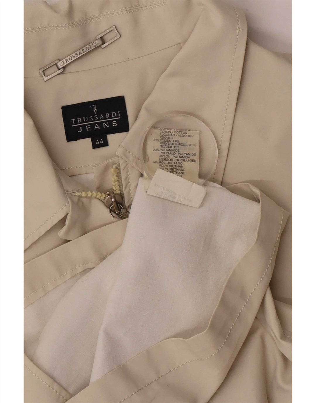 Trussardi Jeans Womens Bomber Jacket IT 44 Medium Beige Cotton