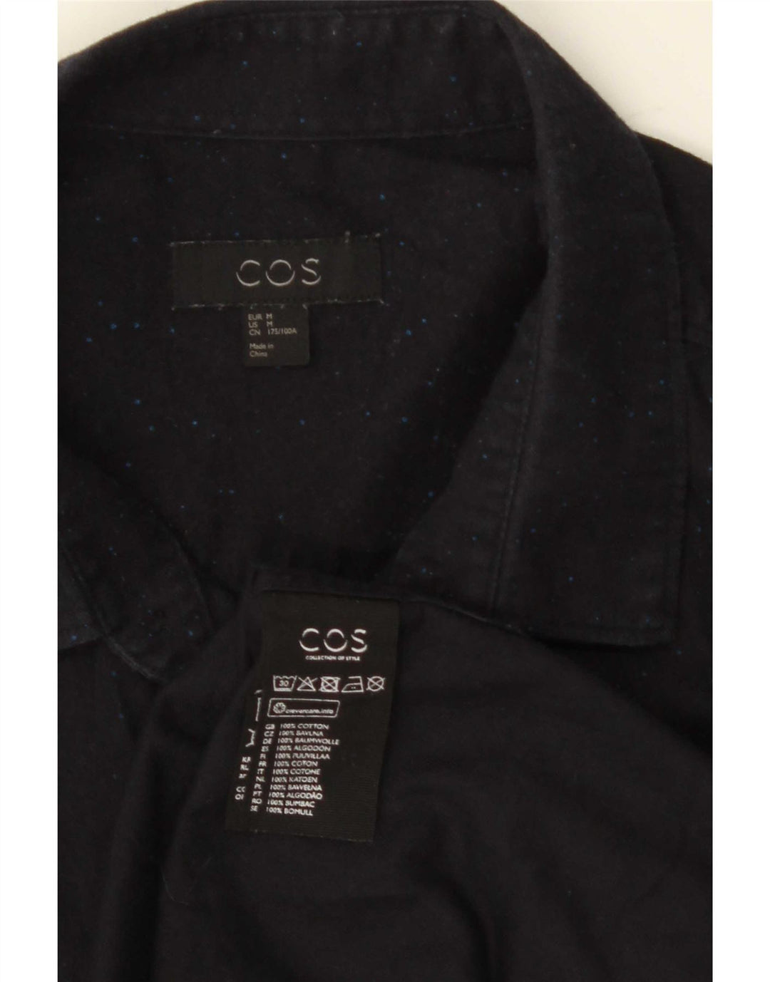 Cos Herreskjorte Medium Navyblå Flecked Bomuld