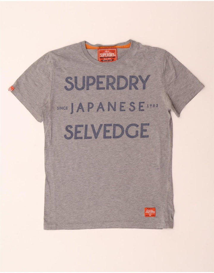 Męski T-shirt z grafiką Superdry, średni szary poliester