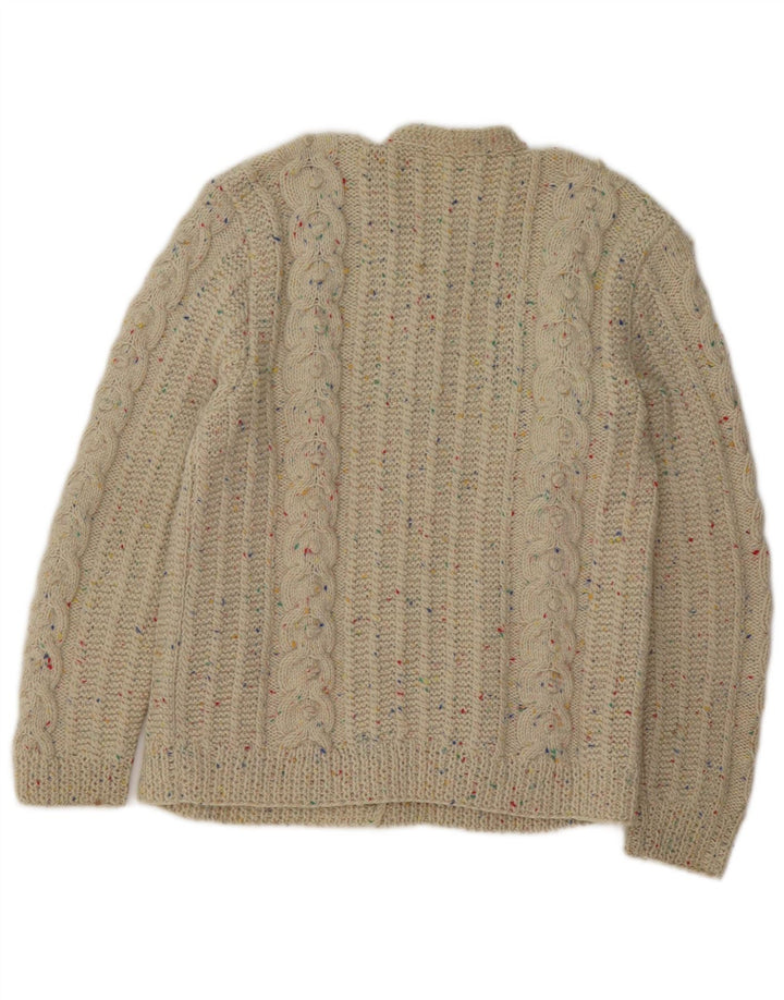 Vintage Womens Cardigan Sweater UK 14 Medium Beige Flecked
