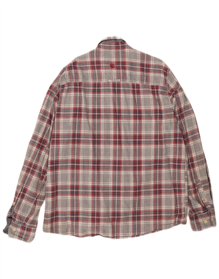Camisa masculina de flanela Fat Face XL algodão xadrez cinza