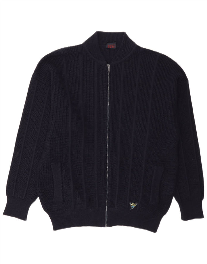 Settebello Cardigan Homme Pull Large Bleu Marine Laine
