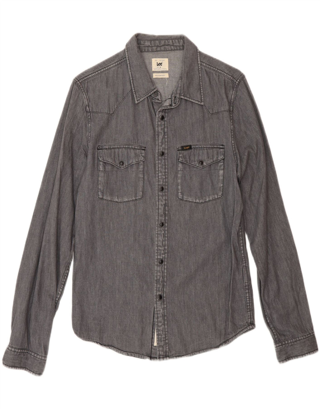 Lee Herren-Western-Jeanshemd, klein, graue Baumwolle