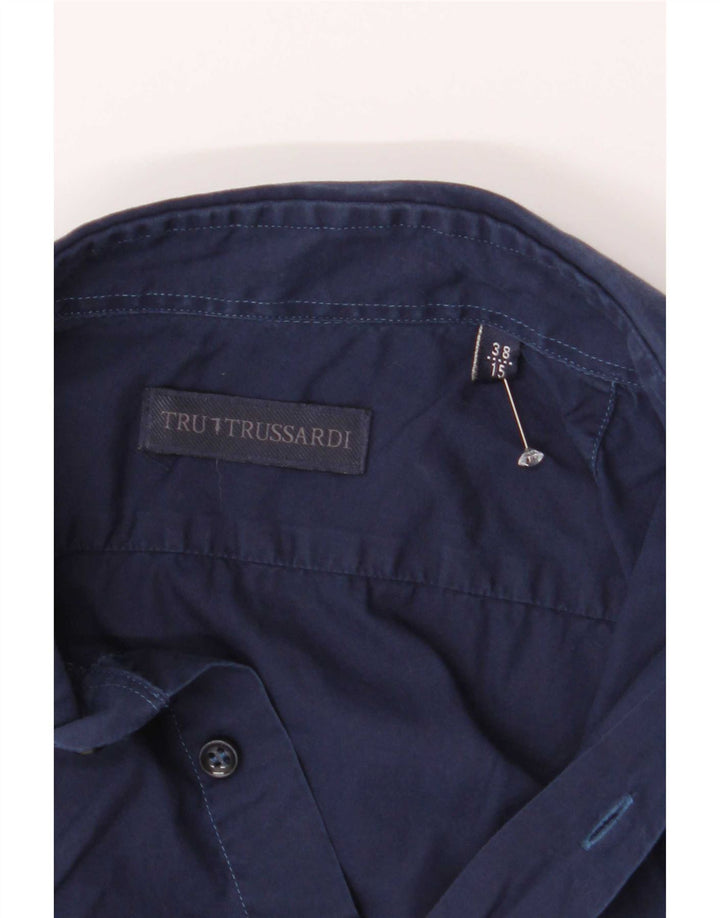 Trussardi Mens Shirt Size 38 15 Medium Navy Blue
