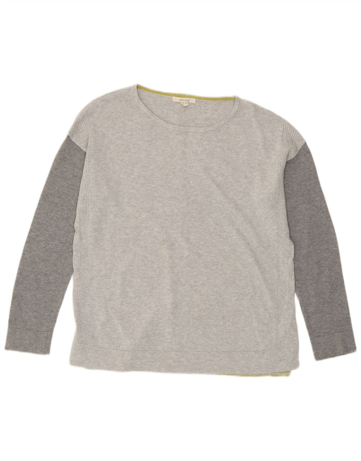White Stuff Womens Oversized Top Long Sleeve UK 10 Small Grey Colourblock