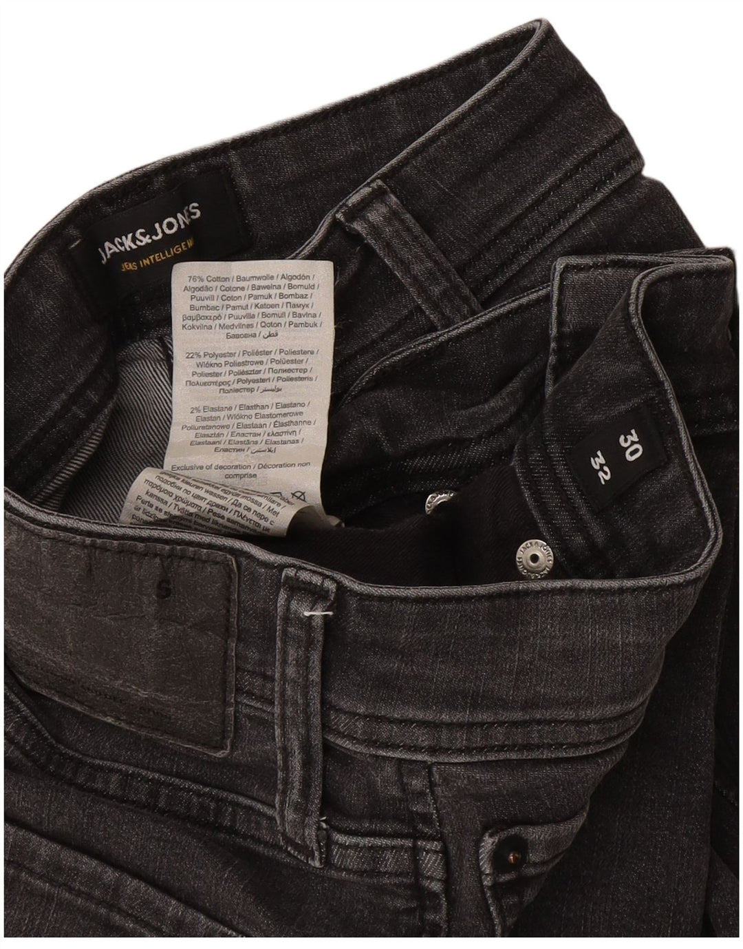 Jack & Jones Mens GLENN Slim Jeans W30 L32 Grey Cotton
