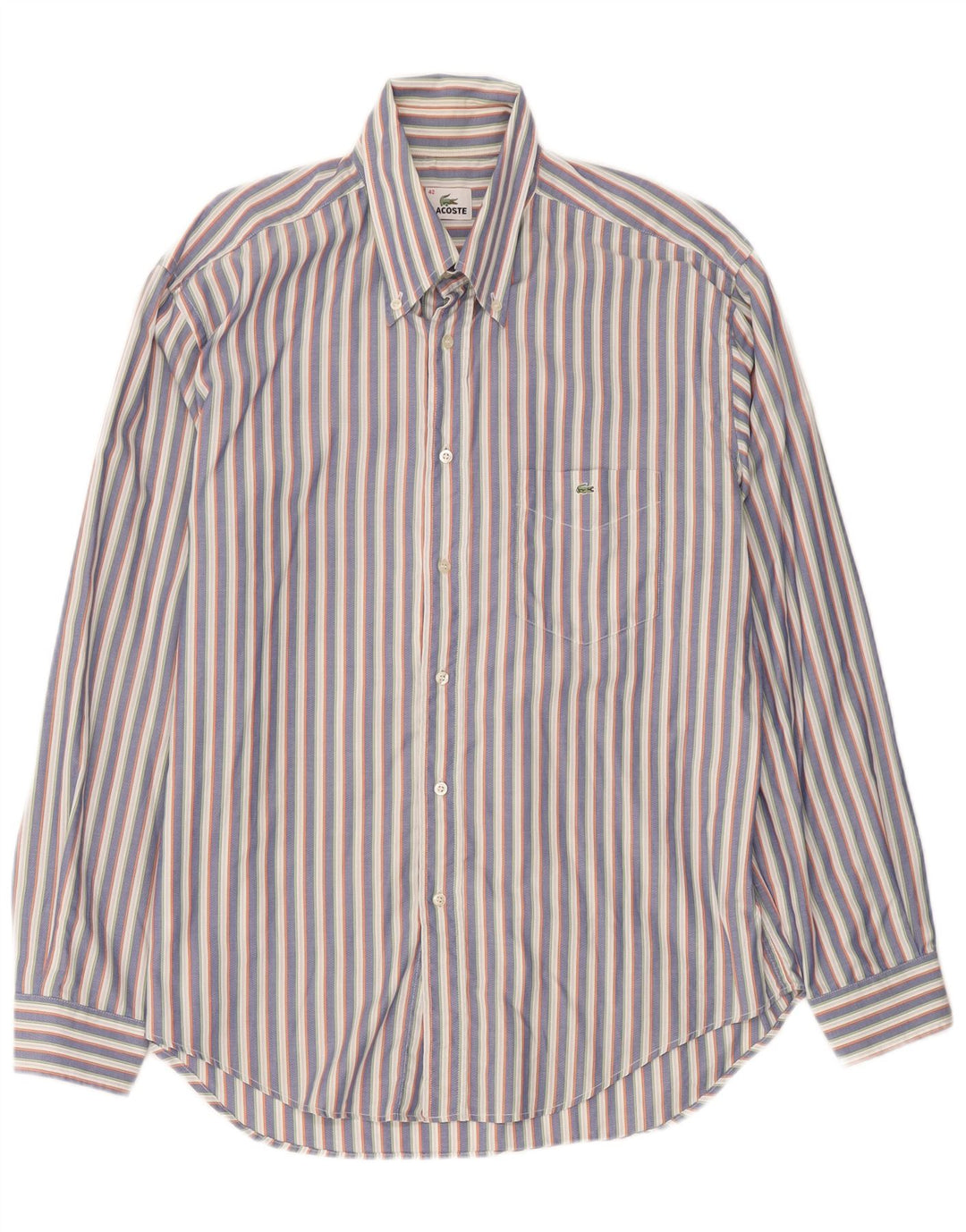 Lacoste Mens Shirt Size 42 Large Grey Striped