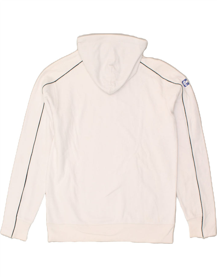 ASICS Womens Graphic Hoodie Jumper UK 16 Large White Cotton | Vintage Asics | Thrift | Second-Hand Asics | Used Clothing | Messina Hembry 