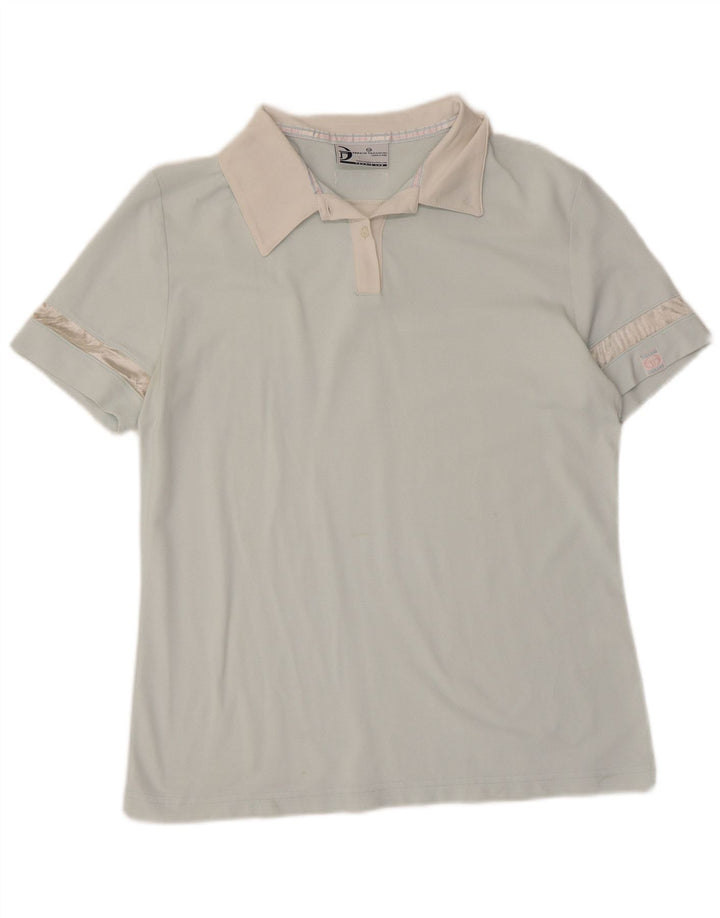 SERGIO TACCHINI Damen Poloshirt UK 14 Large Blau Polyamid