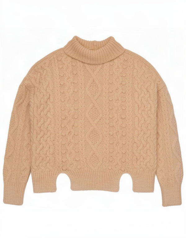 Zara Suéter feminino oversized com gola redonda Reino Unido 16 grande bege
