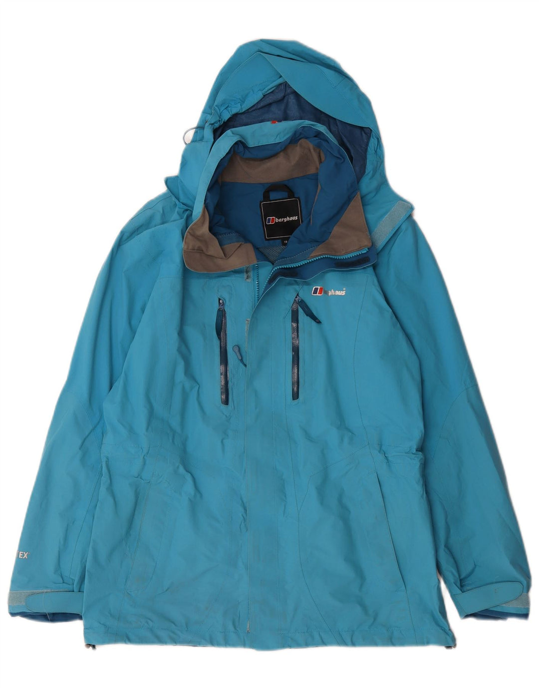 Berghaus Womens Hooded Oversized Rain Jacket UK 10 Small Blue Nylon