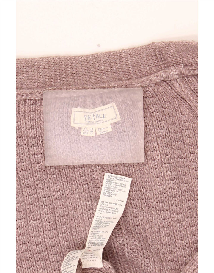 Fat Face Cardigan ouvert surdimensionné pour femme UK 16 Large Viscose Marron