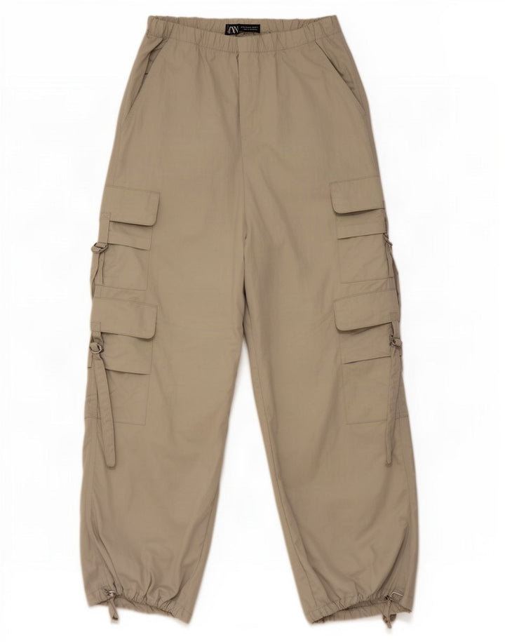 Zara Womens Joggers Cargo Trousers XS W24 L29 Grey Polyester