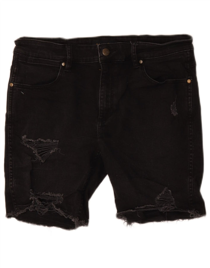 Wrangler Womens Distressed Denim Shorts W32 Large Black