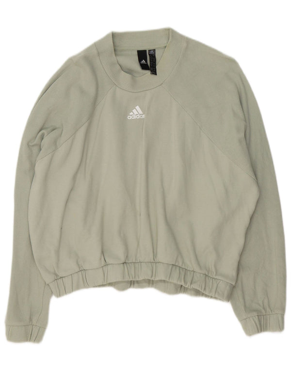 Pulover adidas supradimensionat pentru femei UK 16/18, bumbac verde mare