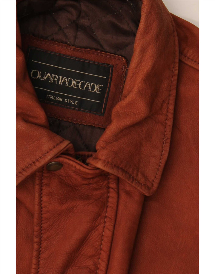 Quartadecade Herre Læderfrakke UK 38 Medium Brun