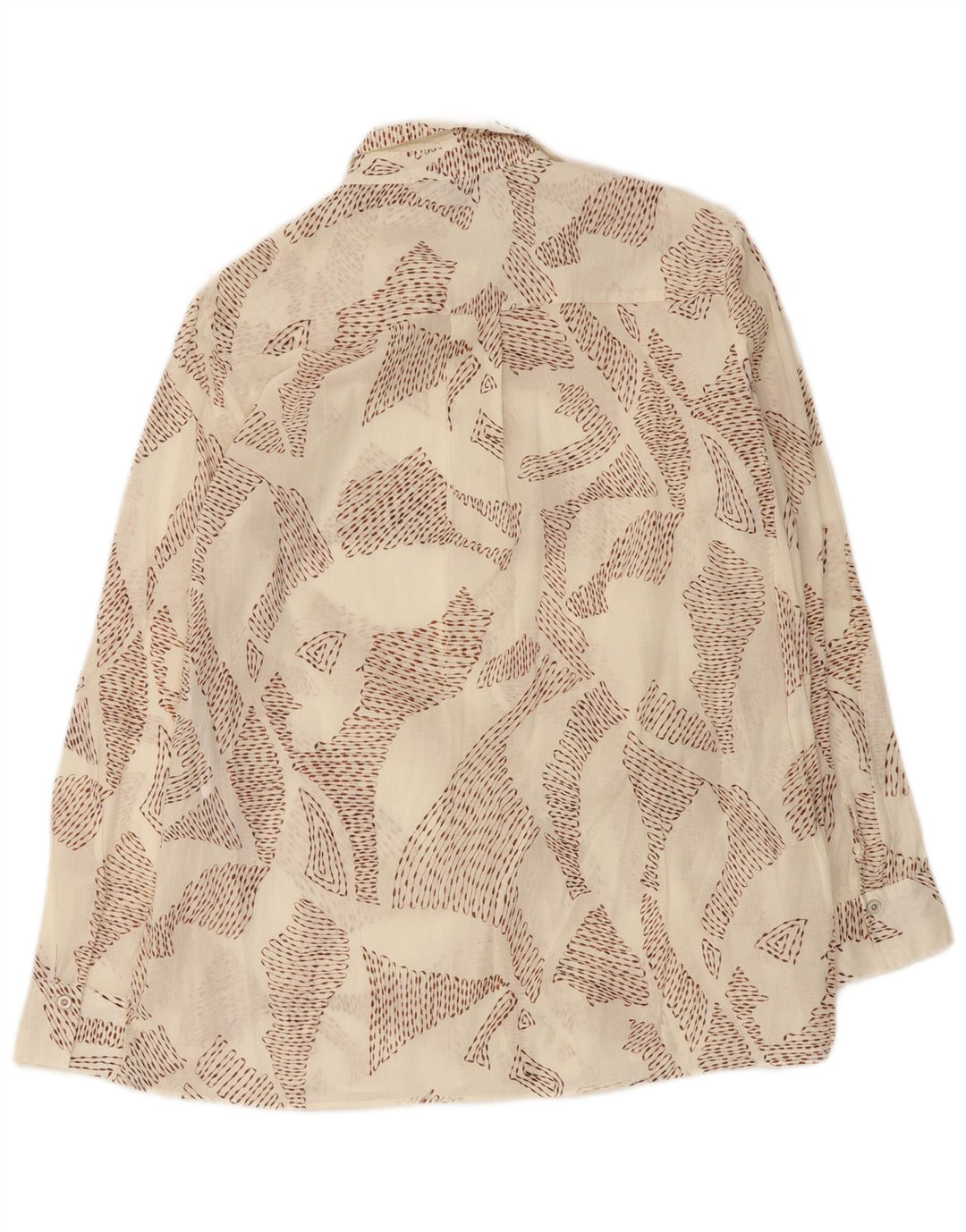Massimo Dutti Womens Abstract Pattern Shirt EU 38 Small White Cotton