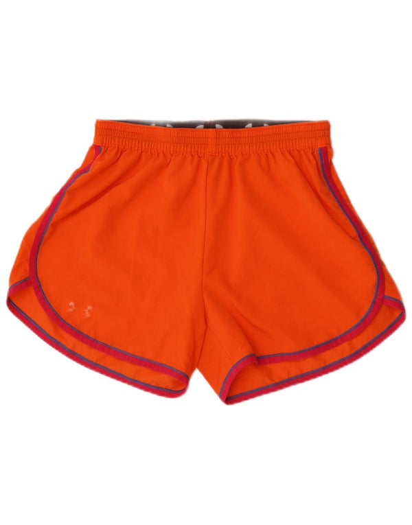 Under Armour Damen Sportshorts UK 8 Small Orange gestreift Polyester
