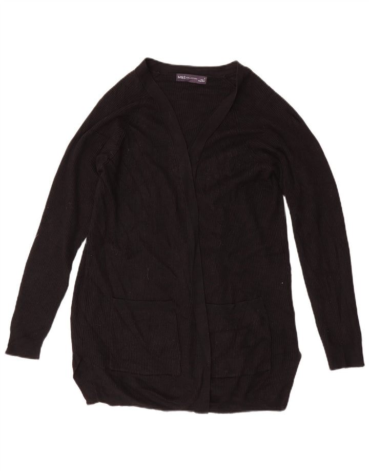 Marks & Spencer Womens Open Cardigan Sweater UK 10 Small Black Viscose