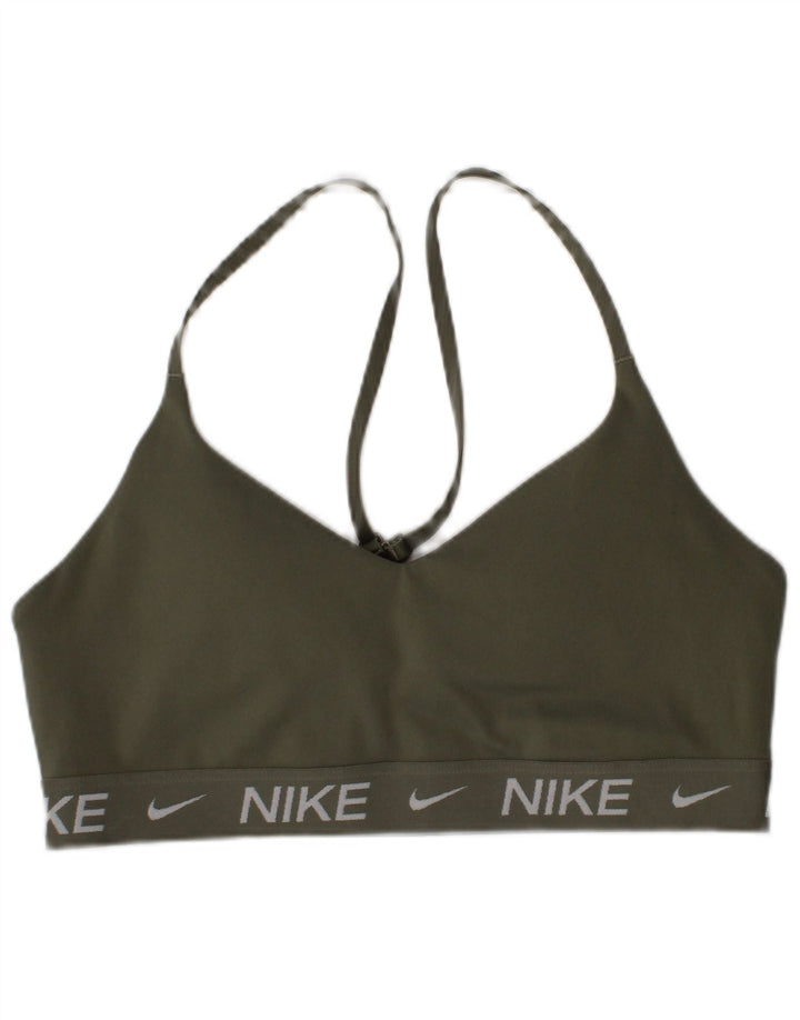 Nike Womens Graphic Sport Bra Top Small Khaki Polyester Sports
