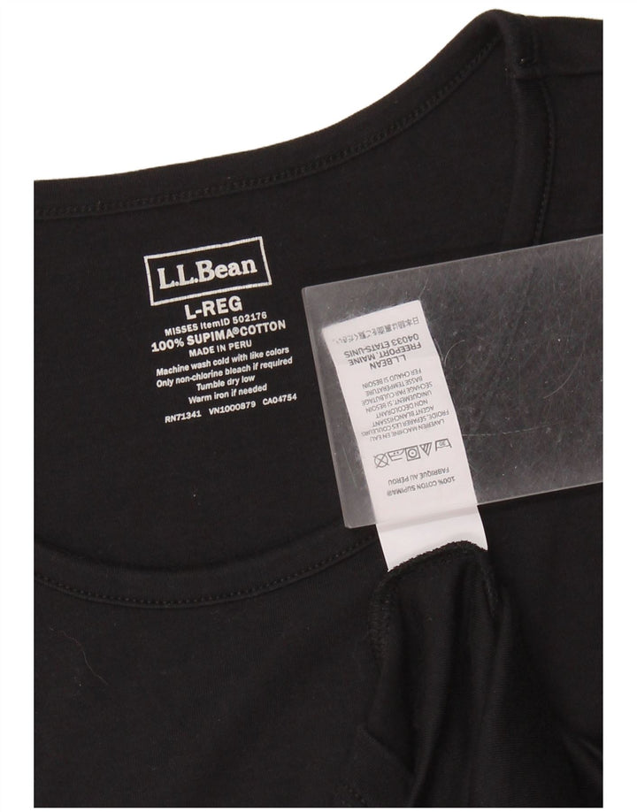 L.L.BEAN Womens Vest Top UK 14 Large Black Cotton