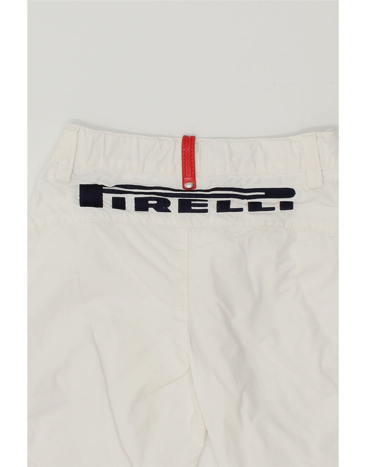 PIRELLI Boys Graphic Cargo Shorts 9-10 Years W24 White Cotton Vintage Pirelli and Second-Hand Pirelli from Messina Hembry 