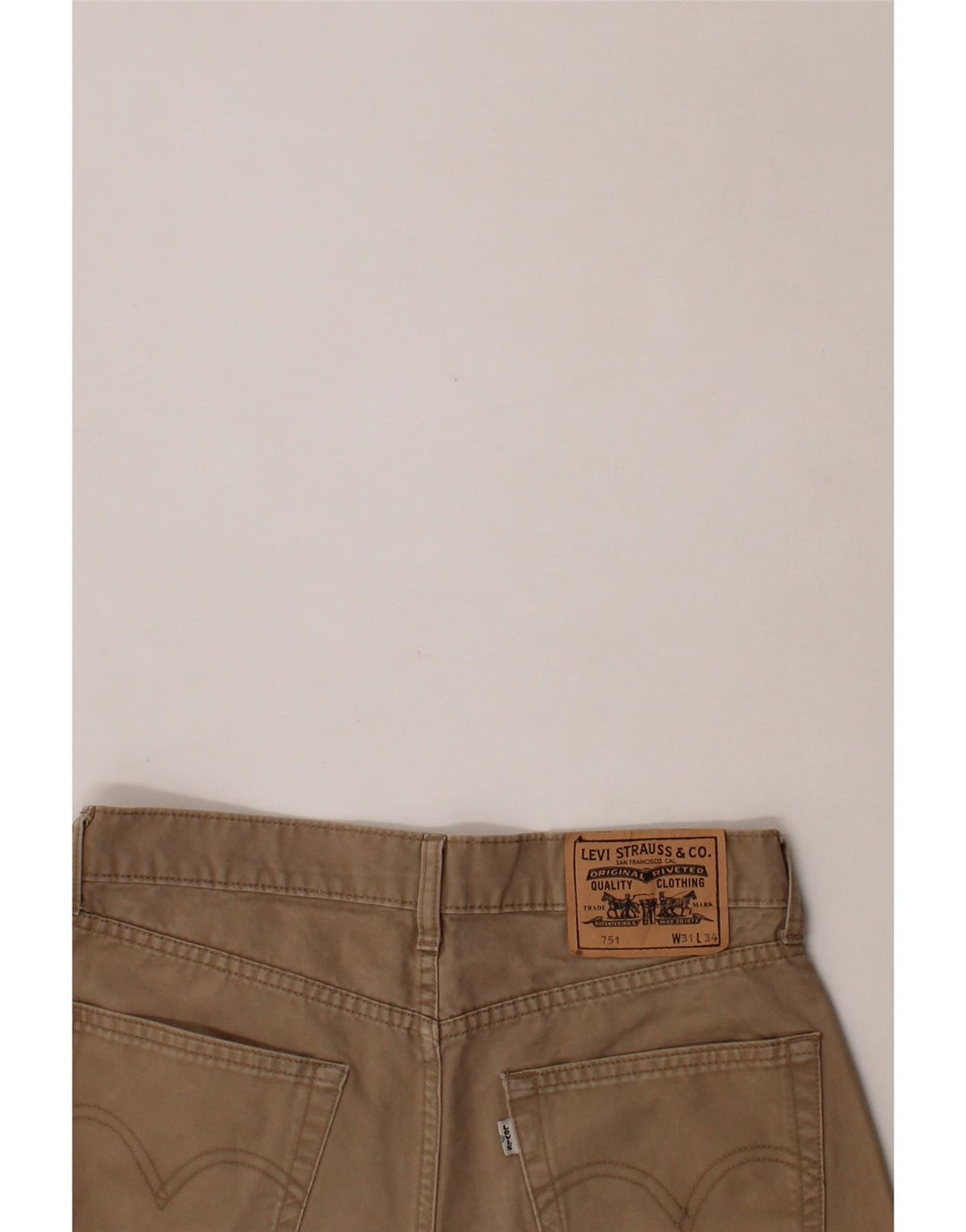 LEVI'S Mens 751 Straight Casual Trousers W31 L28 Beige Cotton Vintage Levi's and Second-Hand Levi's from Messina Hembry 