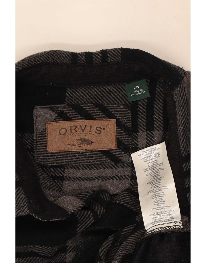 Camicia da uomo in flanella Orvis, cotone a quadri neri grandi