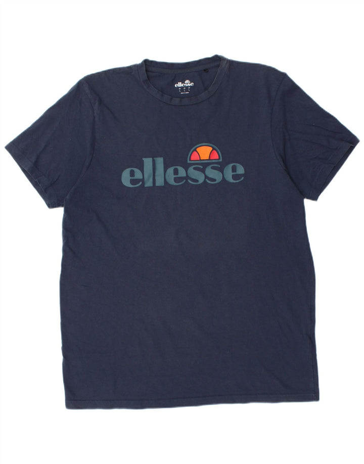Ellesse Mens Graphic T-Shirt Top Large Navy Blue Cotton