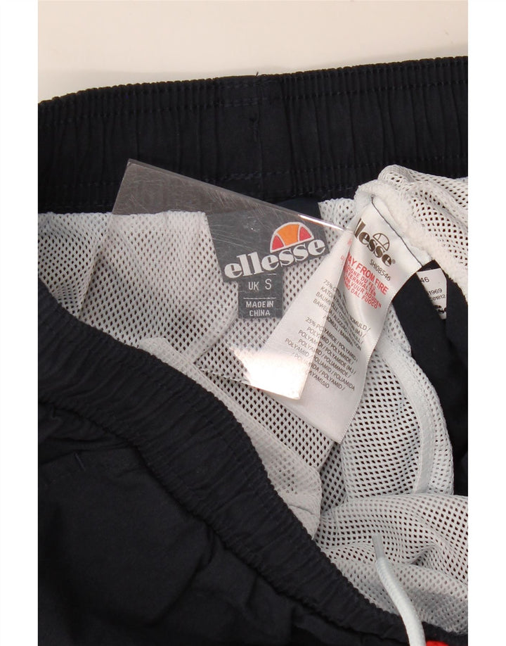 ELLESSE Mens Swimming Shorts Small  Navy Blue Colourblock Cotton