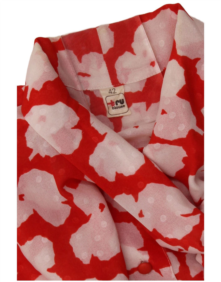 TRU Womens Abstract Pattern Front Tie Shirt Blouse IT 42 Medium Red
