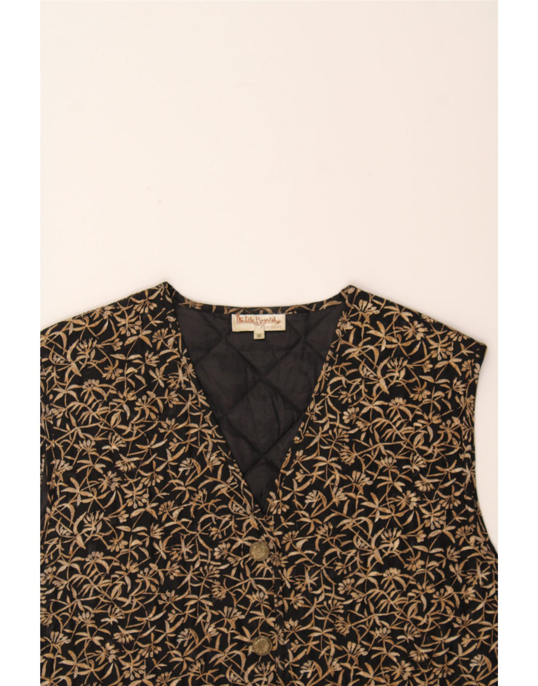 MICHELE BOYARD Womens Gilet EU 38 Medium Black Floral Viscose Vintage Michele Boyard and Second-Hand Michele Boyard from Messina Hembry 