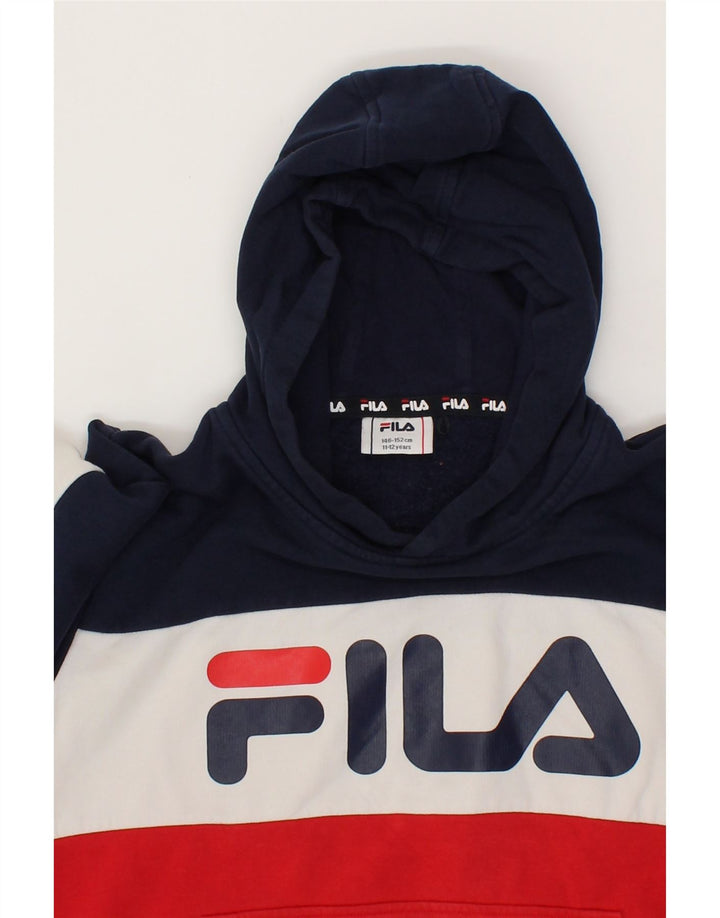 FILA Boys Oversized Hoodie Jumper 11-12 Years Multicoloured Colourblock Vintage Fila and Second-Hand Fila from Messina Hembry 