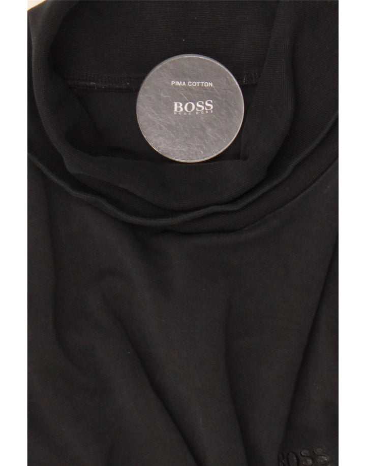 Top HUGO BOSS da uomo con collo alto a maniche lunghe in cotone nero medio