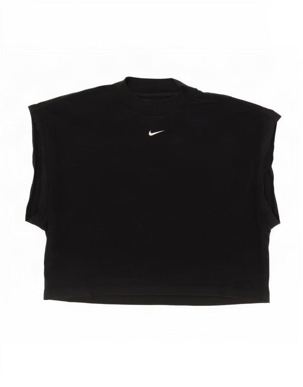 Nike T-shirt court surdimensionné pour femme UK 14 en coton noir moyen
