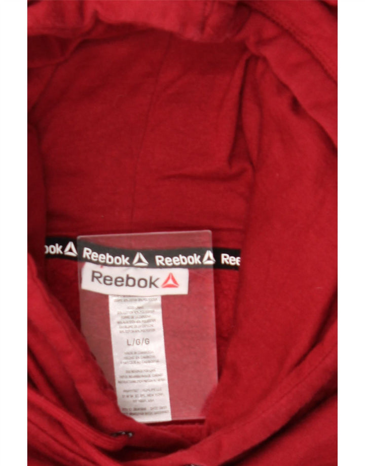 REEBOK Mens Graphic Hoodie Jumper Large Red Cotton Vintage Reebok and Second-Hand Reebok from Messina Hembry 