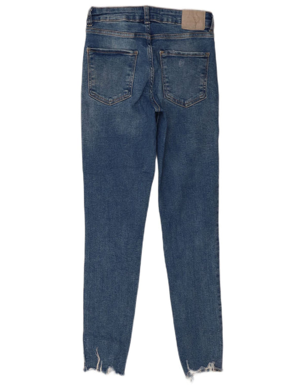 Zara Damen Distressed Skinny Jeans EU 36 XS W26 L27 Blau