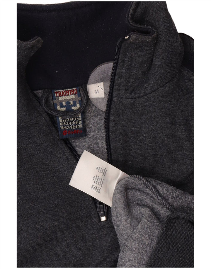 Lotto Mens Graphic Zip Neck Sweatshirt Jumper Medium Grey Colourblock