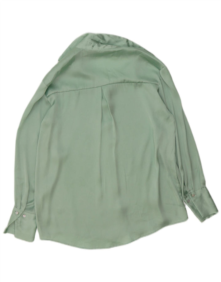 Zara Damen Übergroße Hemdbluse UK 6 XS Grün Polyester