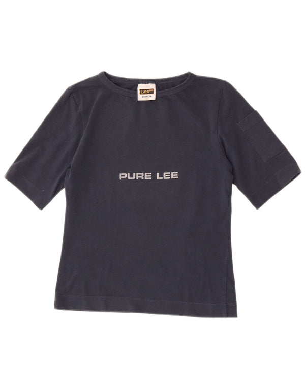 Lee T-shirt court graphique pour femme UK 14 Large Bleu marine