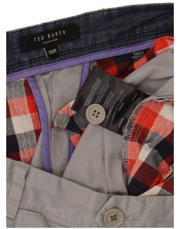 Ted Baker Mens Straight Chino Trousers W36 L31 Grey Cotton